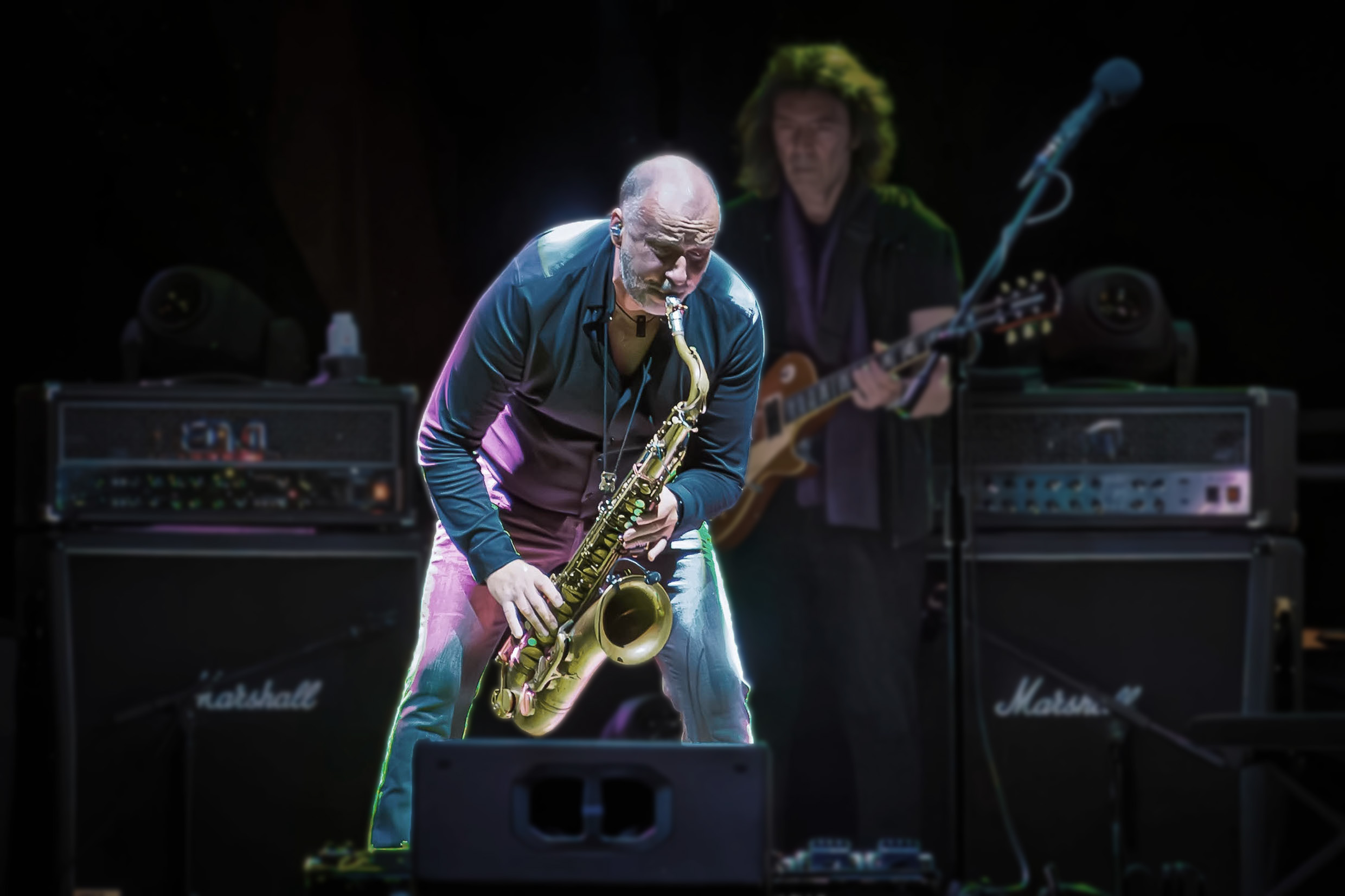 Rob Townsend performing live on saxophone